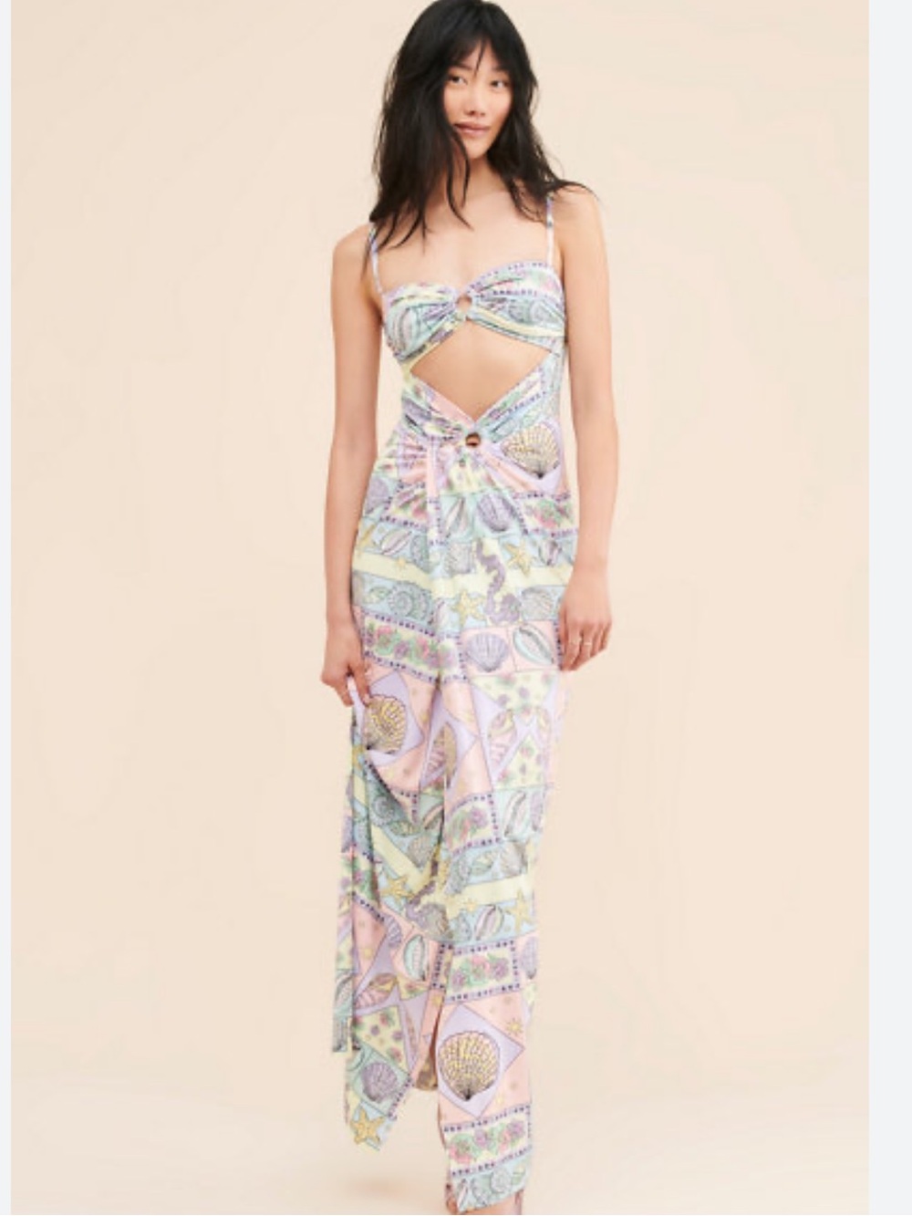Zoe Cutout Maxi Dress in Pastel Multi